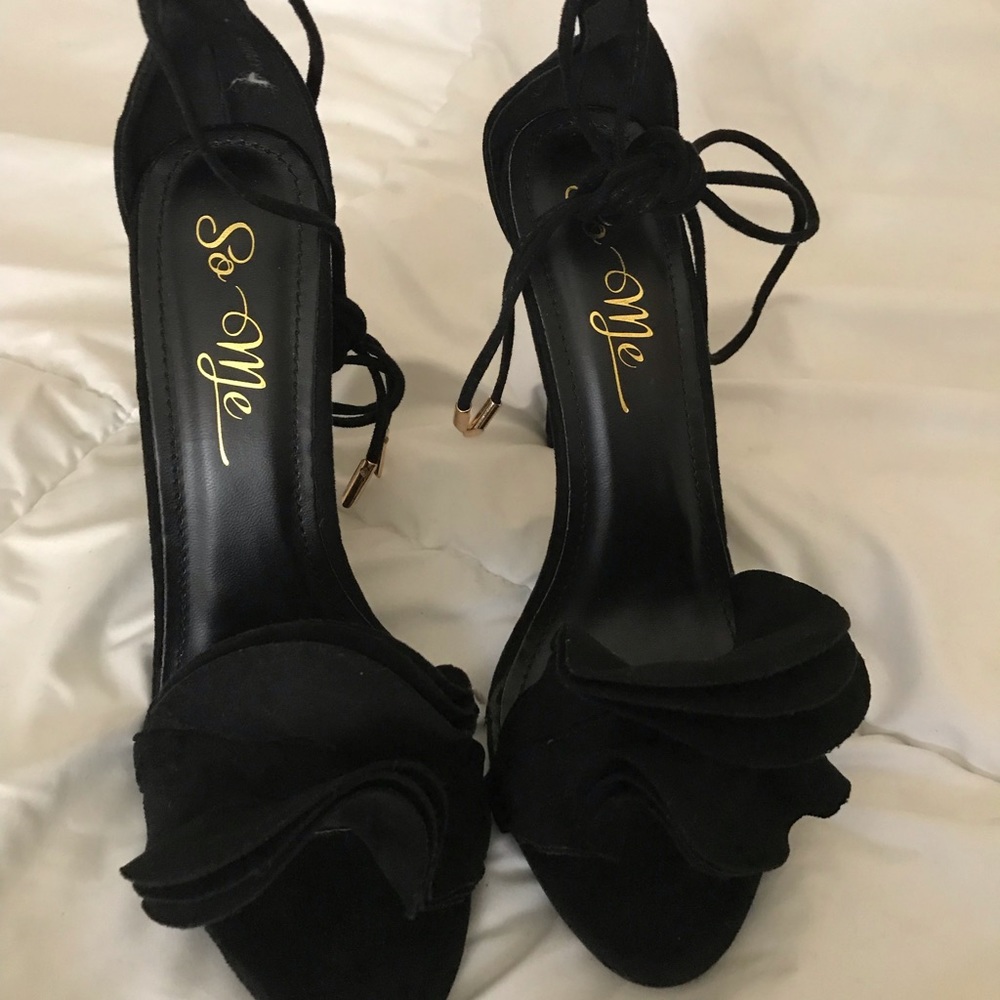 Strappy black heels